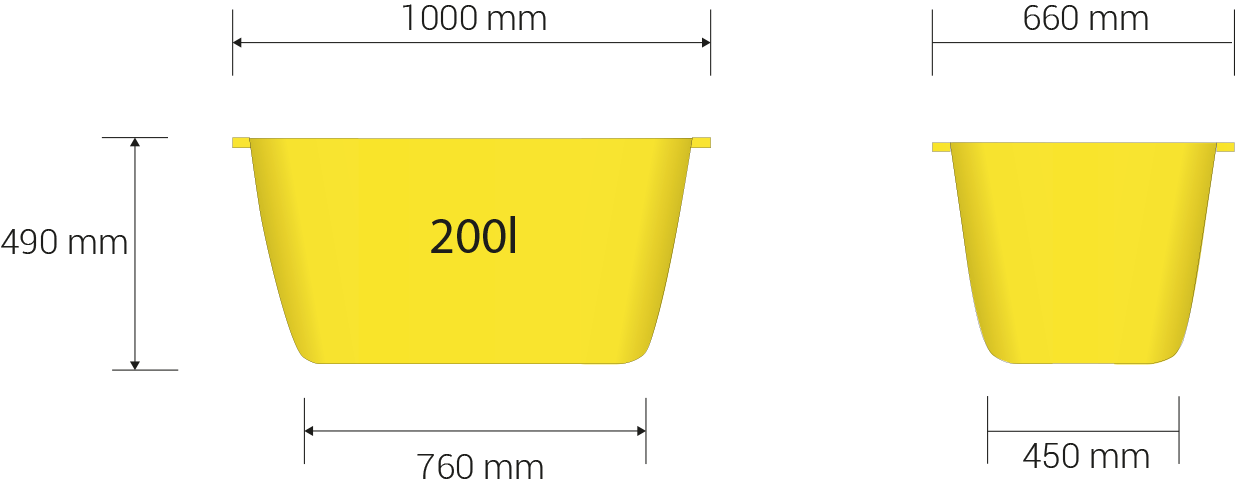 Total dimensions in milimeters: 1000 x 660 x 490 height