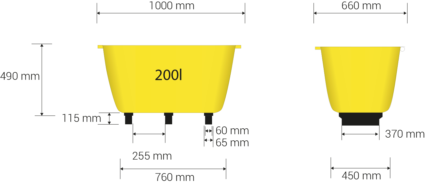Base dimensions in milimeters: 760 x 450