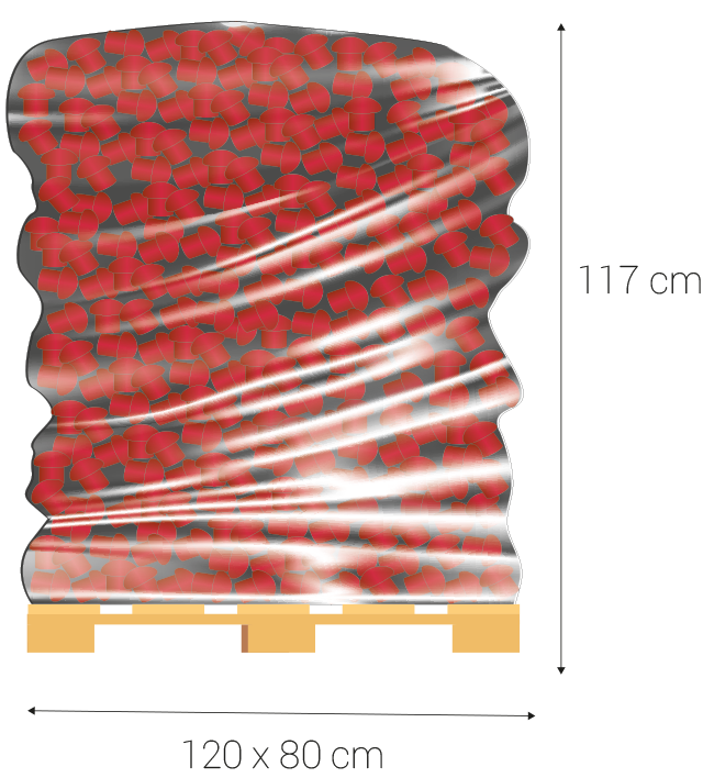 Pallet dimensions in centimeters: 120 x 80, height 190