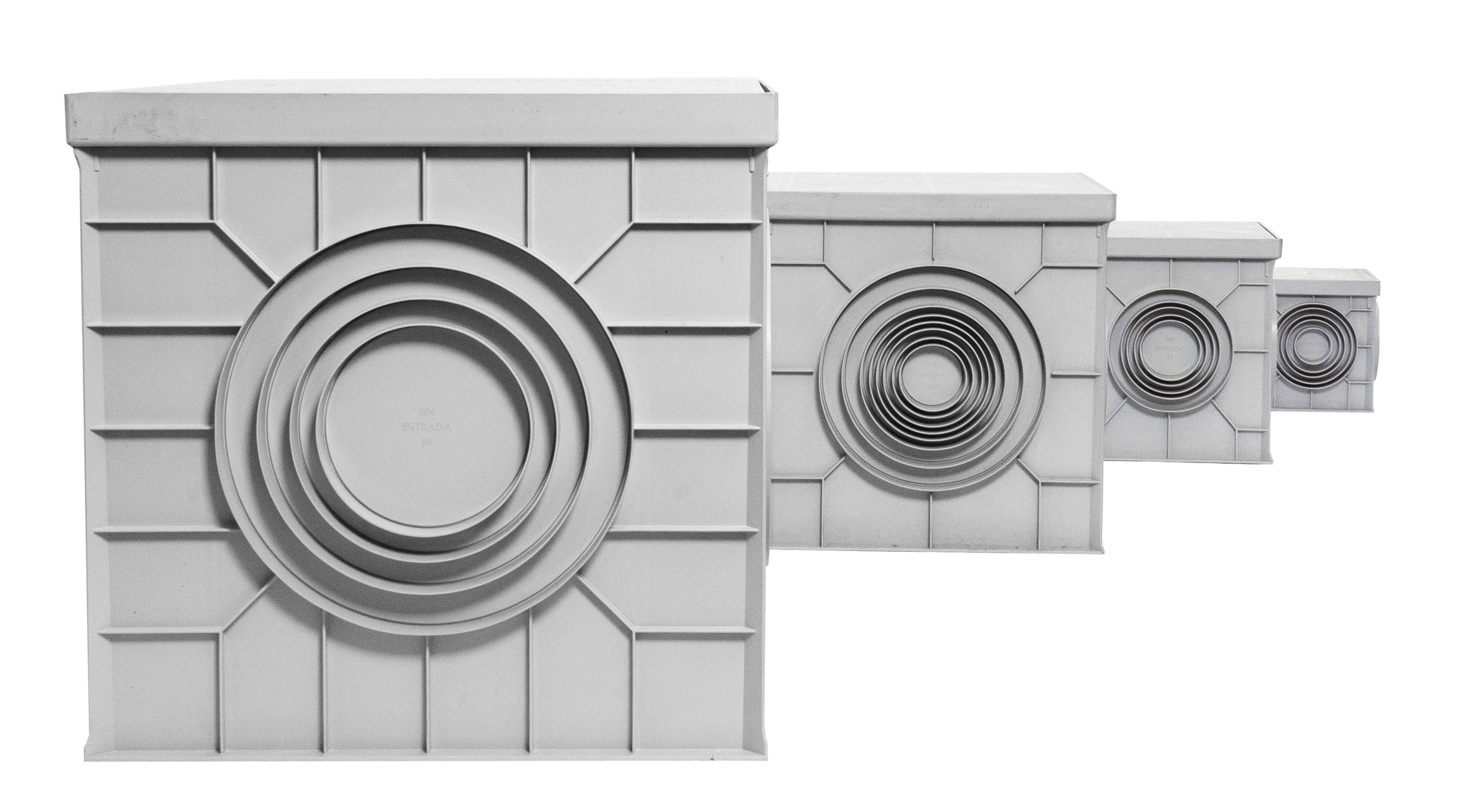 Arquetas ITM Construcción disponibles en colores gris o negro.